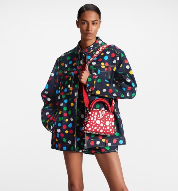 Louis Vuitton Women LV x YK Capucines Mini Red Taurillon Bull Calf Leather Infinity Dots Print - Image 11