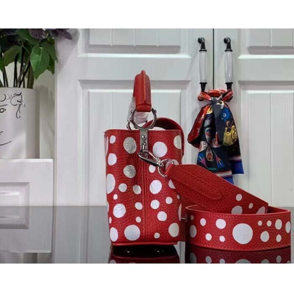 Louis Vuitton Women LV x YK Capucines Mini Red Taurillon Bull Calf Leather Infinity Dots Print - Image 4