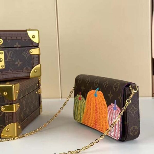 Louis Vuitton Women LV x YK Félicie Pochette Monogram Coated Canvas Pumpkin Print - Image 4