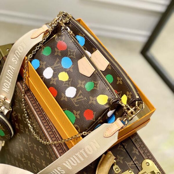 Louis Vuitton Women LV x YK Multi Pochette Accessoires Monogram Coated Canvas 3D Painted Dots - Image 2