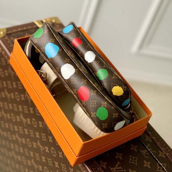 Louis Vuitton Women LV x YK Multi Pochette Accessoires Monogram Coated Canvas 3D Painted Dots - Image 6