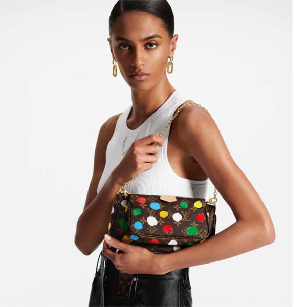 Louis Vuitton Women LV x YK Multi Pochette Accessoires Monogram Coated Canvas 3D Painted Dots - Image 11