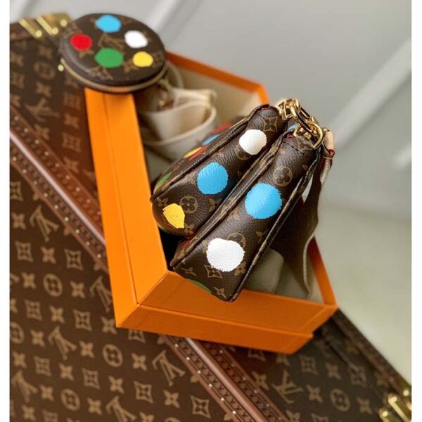 Louis Vuitton Women LV x YK Multi Pochette Accessoires Monogram Coated Canvas 3D Painted Dots - Image 5