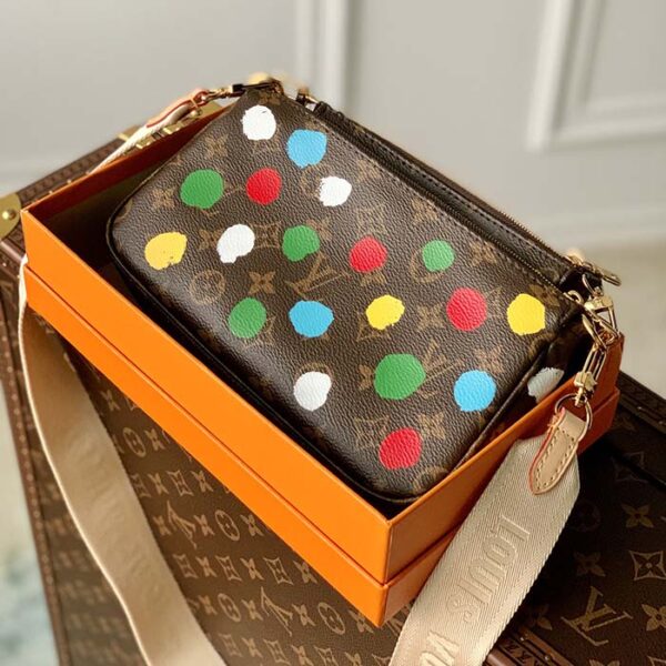 Louis Vuitton Women LV x YK Multi Pochette Accessoires Monogram Coated Canvas 3D Painted Dots - Image 3