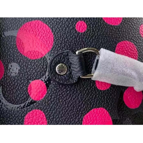 Louis Vuitton Women LV x YK Neverfull MM Black Fuchsia Embossed Grained Monogram Empreinte Cowhide - Image 7