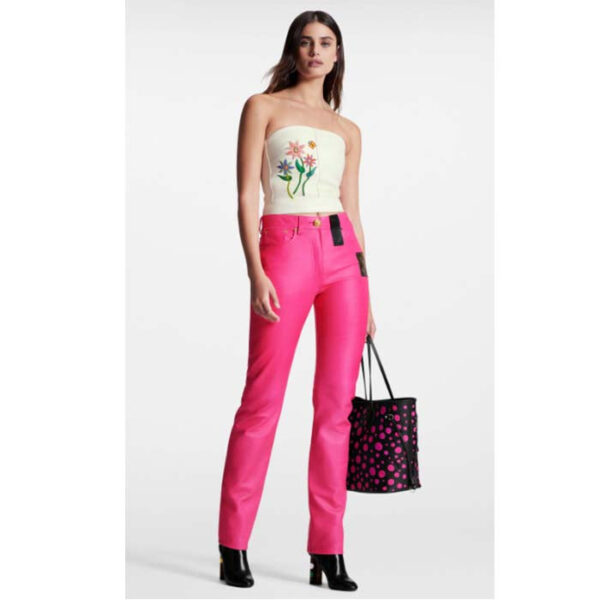 Louis Vuitton Women LV x YK Neverfull MM Black Fuchsia Embossed Grained Monogram Empreinte Cowhide - Image 13