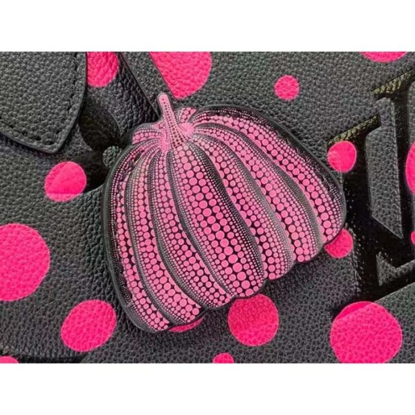 Louis Vuitton Women LV x YK Neverfull MM Black Fuchsia Embossed Grained Monogram Empreinte Cowhide - Image 9