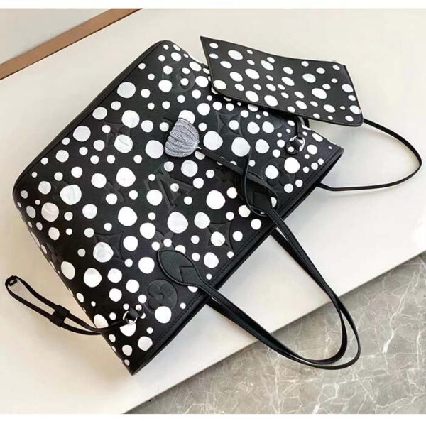 Louis Vuitton Women LVxYK Neverfull MM Tote Black White Embossed Grained Monogram Empreinte Cowhide - Image 5