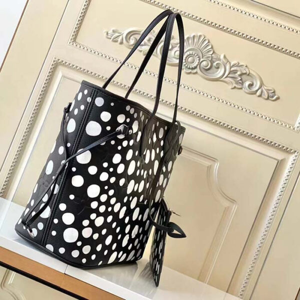 Louis Vuitton Women LVxYK Neverfull MM Tote Black White Embossed Grained Monogram Empreinte Cowhide - Image 6