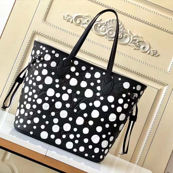 Louis Vuitton Women LVxYK Neverfull MM Tote Black White Embossed Grained Monogram Empreinte Cowhide - Image 4