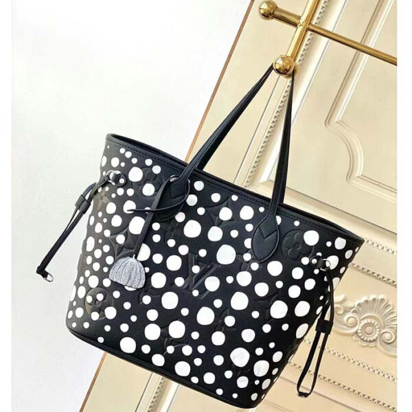 Louis Vuitton Women LVxYK Neverfull MM Tote Black White Embossed Grained Monogram Empreinte Cowhide - Image 2
