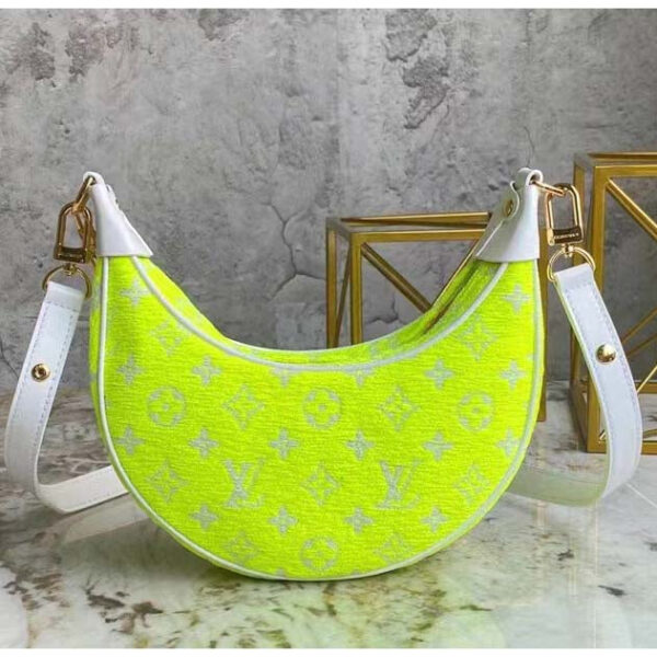 Louis Vuitton Women Loop Half-Moon Baguette Bag Yellow Monogram Jacquard Velvet - Image 4