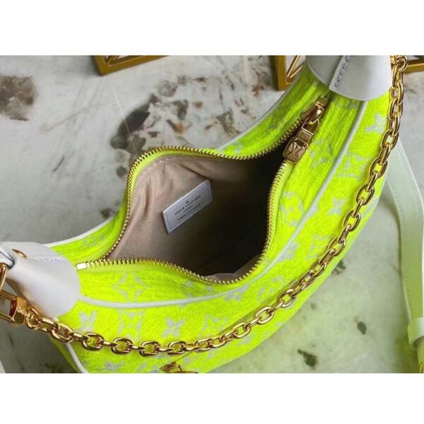 Louis Vuitton Women Loop Half-Moon Baguette Bag Yellow Monogram Jacquard Velvet - Image 8