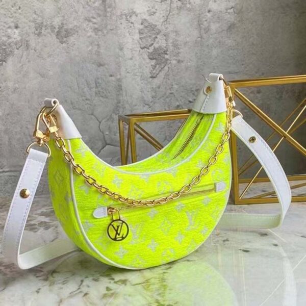Louis Vuitton Women Loop Half-Moon Baguette Bag Yellow Monogram Jacquard Velvet - Image 5