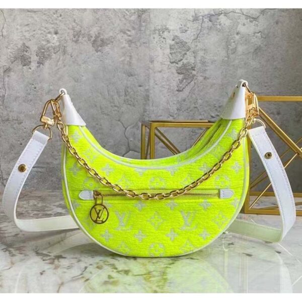 Louis Vuitton Women Loop Half-Moon Baguette Bag Yellow Monogram Jacquard Velvet - Image 3