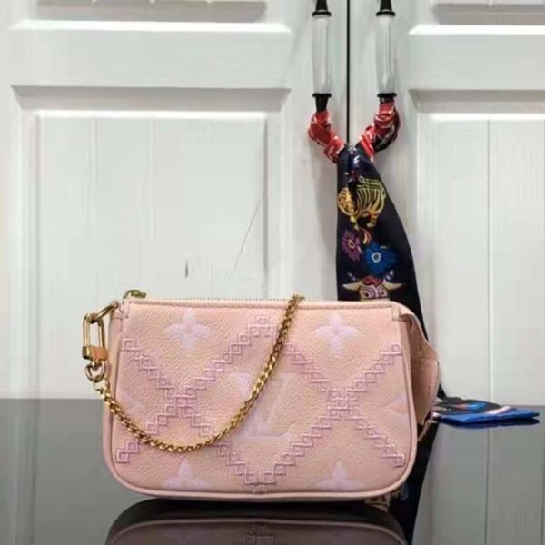 Louis Vuitton Women Mini Pochette Accessoires Pink Monogram Empreinte Embroidered Cowhide - Image 2