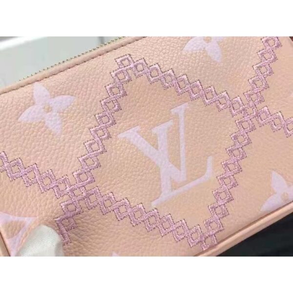 Louis Vuitton Women Mini Pochette Accessoires Pink Monogram Empreinte Embroidered Cowhide - Image 7