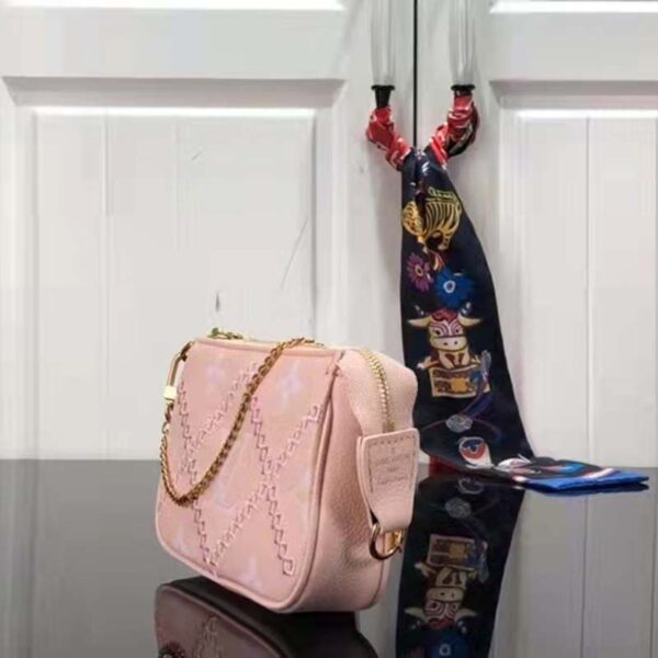Louis Vuitton Women Mini Pochette Accessoires Pink Monogram Empreinte Embroidered Cowhide - Image 4