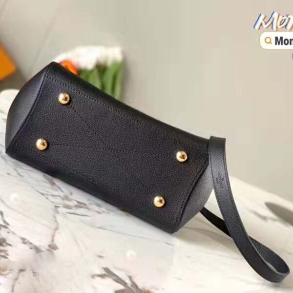 Louis Vuitton Women Montaigne BB Handbag Black Beige Embossed Grained Cowhide Leather - Image 4