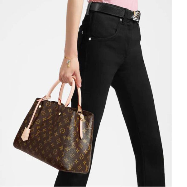 Louis Vuitton Women Montaigne MM Bag Monogram Coated Canvas Natural Cowhide Leather - Image 11