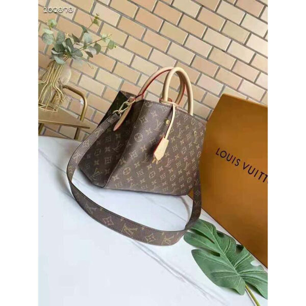 Louis Vuitton Women Montaigne MM Bag Monogram Coated Canvas Natural Cowhide Leather - Image 4