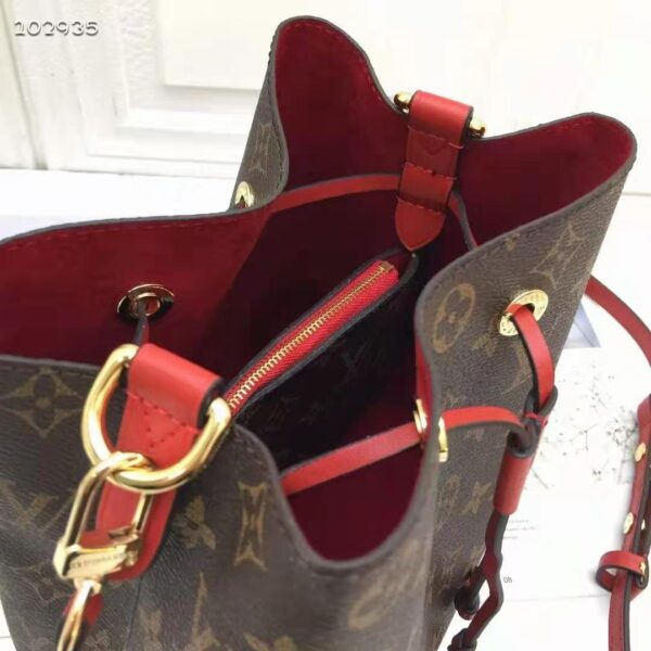 Louis Vuitton Women NéoNoé Bucket Bag Coquelicot Red Monogram Coated Canvas - Image 9
