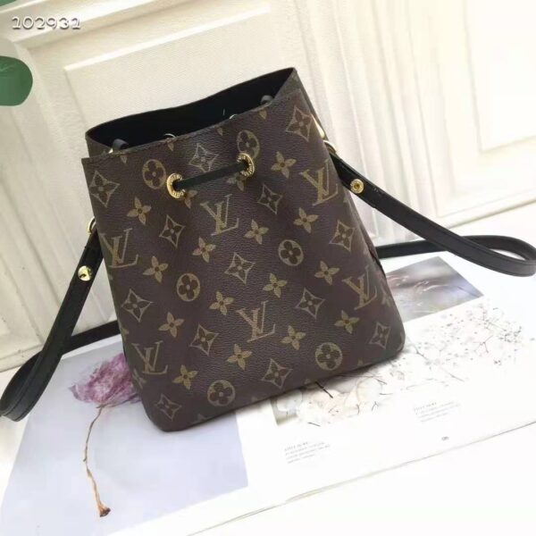 Louis Vuitton Women NéoNoé MM Bucket Bag Black Monogram Coated Canvas - Image 5