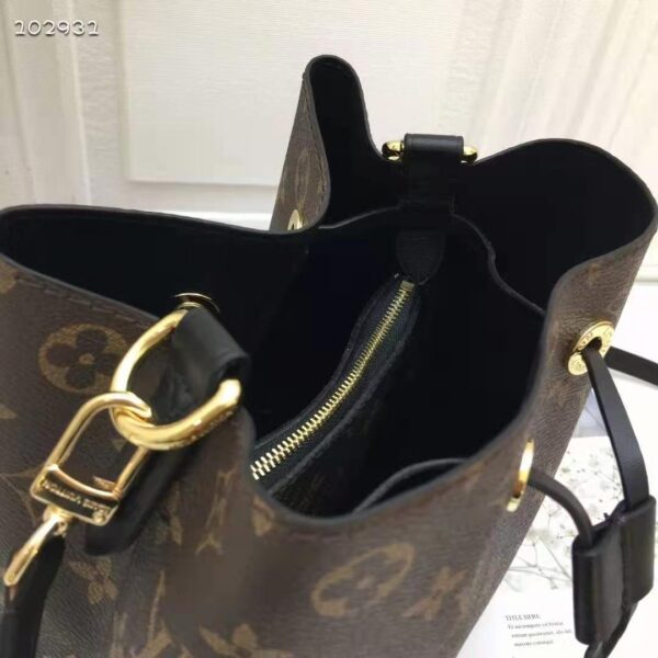 Louis Vuitton Women NéoNoé MM Bucket Bag Black Monogram Coated Canvas - Image 10