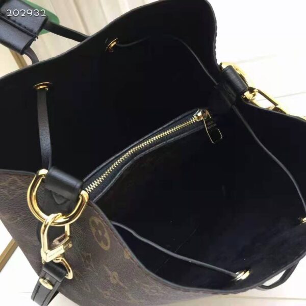 Louis Vuitton Women NéoNoé MM Bucket Bag Black Monogram Coated Canvas - Image 11