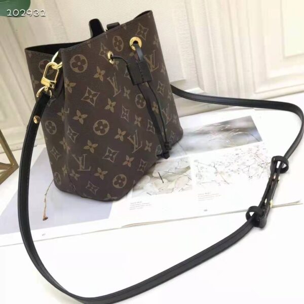 Louis Vuitton Women NéoNoé MM Bucket Bag Black Monogram Coated Canvas - Image 3