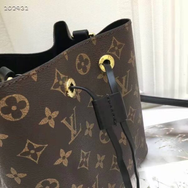 Louis Vuitton Women NéoNoé MM Bucket Bag Black Monogram Coated Canvas - Image 8