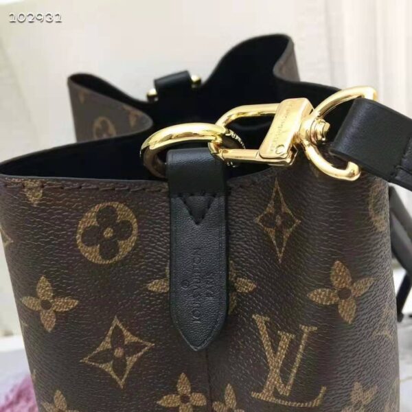 Louis Vuitton Women NéoNoé MM Bucket Bag Black Monogram Coated Canvas - Image 9