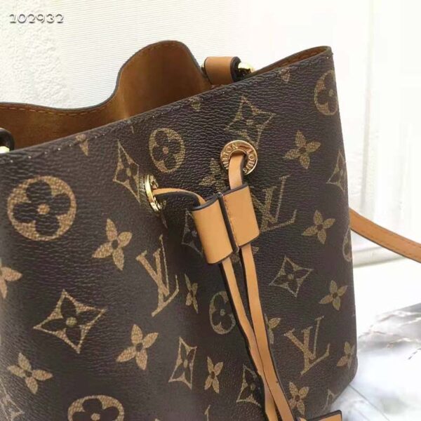 Louis Vuitton Women NéoNoé MM Bucket Bag Caramel Brown Monogram Coated Canvas - Image 8