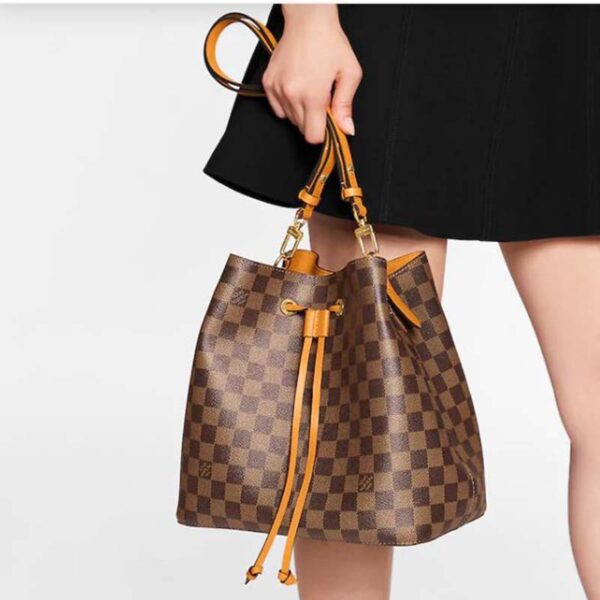 Louis Vuitton Women NéoNoé MM Bucket Bag Safran Yellow Damier Ebène Coated Canvas - Image 11
