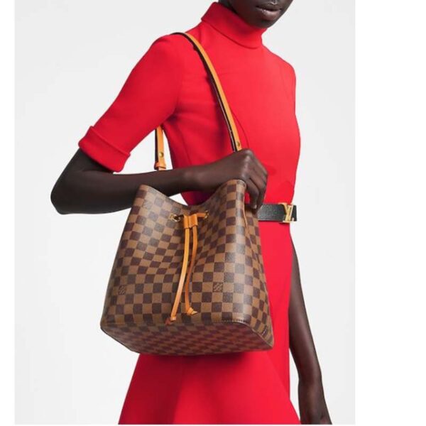 Louis Vuitton Women NéoNoé MM Bucket Bag Safran Yellow Damier Ebène Coated Canvas - Image 12