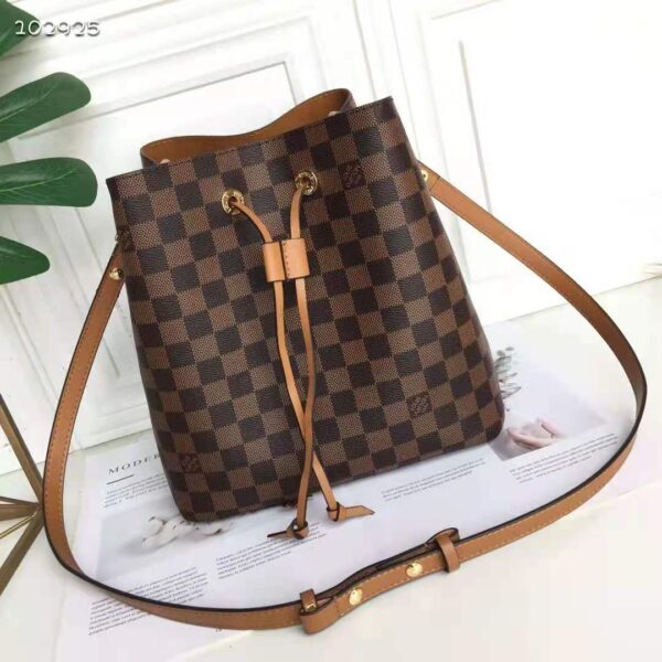 Louis Vuitton Women NéoNoé MM Bucket Bag Safran Yellow Damier Ebène Coated Canvas - Image 2