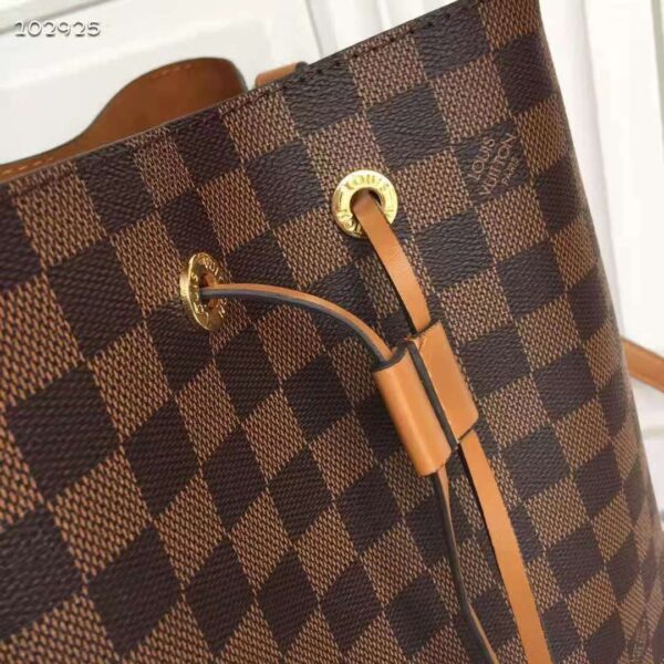 Louis Vuitton Women NéoNoé MM Bucket Bag Safran Yellow Damier Ebène Coated Canvas - Image 9