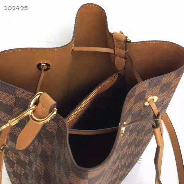 Louis Vuitton Women NéoNoé MM Bucket Bag Safran Yellow Damier Ebène Coated Canvas - Image 7