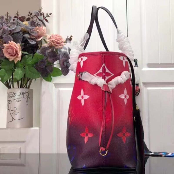 Louis Vuitton Women Neverfull MM Tote Midnight Fuchsia Monogram Coated Canvas - Image 4
