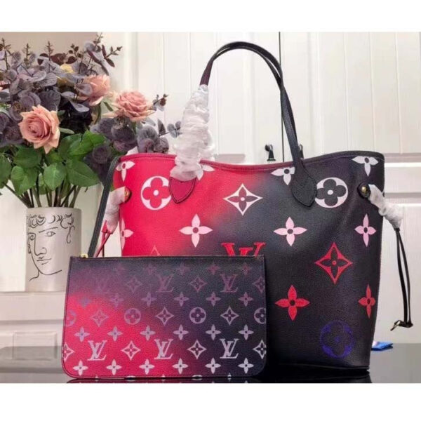 Louis Vuitton Women Neverfull MM Tote Midnight Fuchsia Monogram Coated Canvas - Image 2