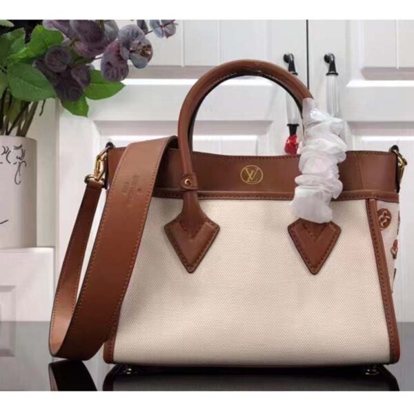 Louis Vuitton Women On My Side PM Tote Bag Brown Canvas Smooth Cowhide - Image 3