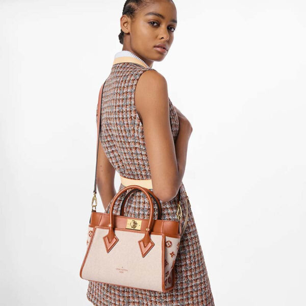 Louis Vuitton Women On My Side PM Tote Bag Brown Canvas Smooth Cowhide - Image 11