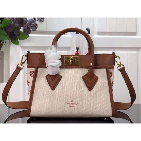 Louis Vuitton Women On My Side PM Tote Bag Brown Canvas Smooth Cowhide - Image 2