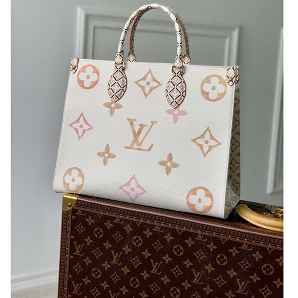 Louis Vuitton Women OnTheGo MM Tote Beige Monogram Coated Canvas Textile Lining - Image 2