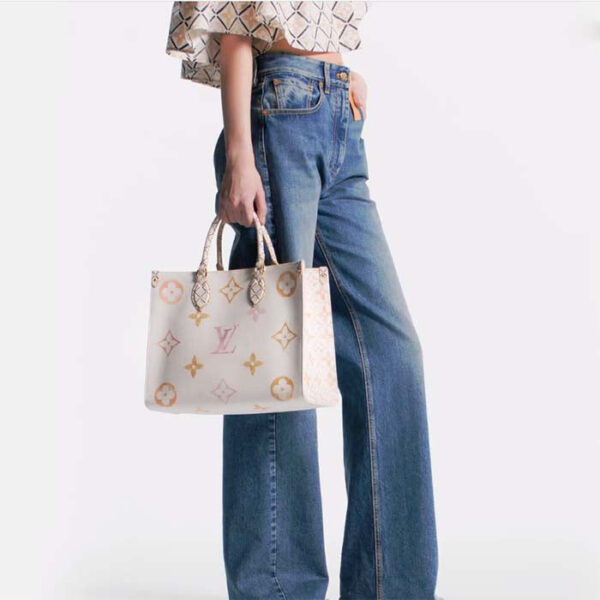 Louis Vuitton Women OnTheGo MM Tote Beige Monogram Coated Canvas Textile Lining - Image 13