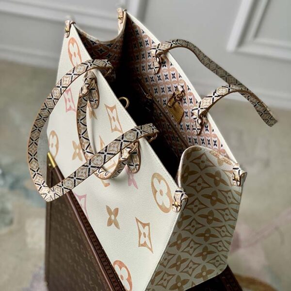 Louis Vuitton Women OnTheGo MM Tote Beige Monogram Coated Canvas Textile Lining - Image 6