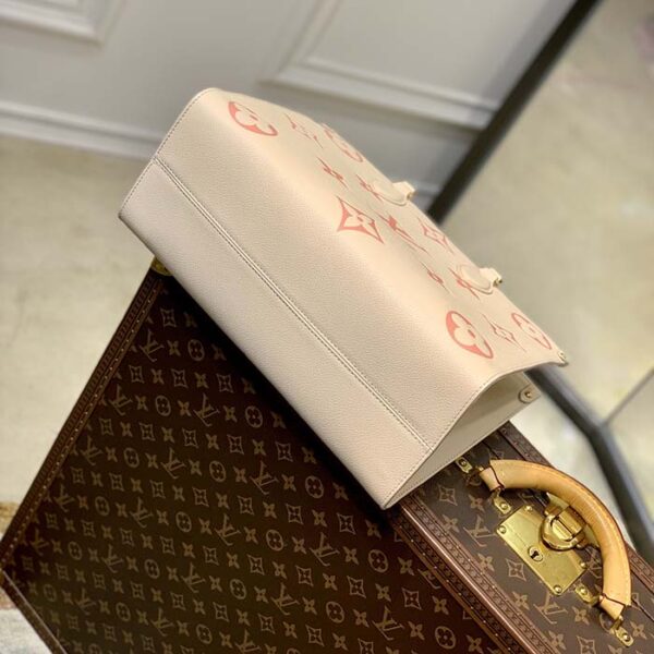 Louis Vuitton Women OnTheGo MM Tote Pink Embossed Supple Grained Cowhide Leather - Image 5