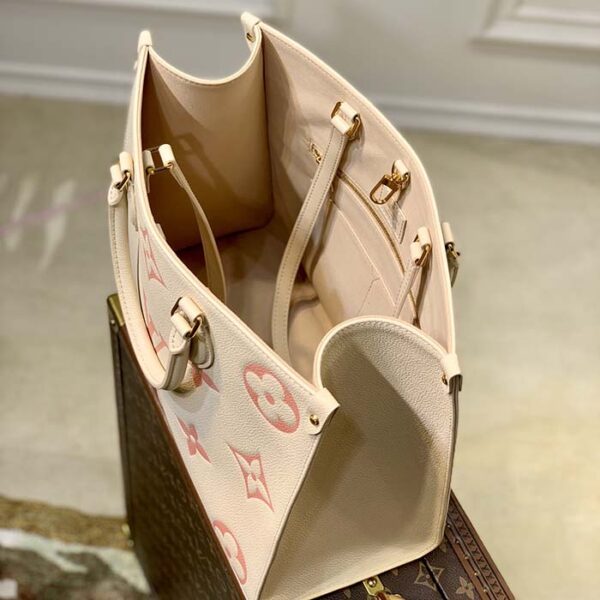 Louis Vuitton Women OnTheGo MM Tote Pink Embossed Supple Grained Cowhide Leather - Image 7