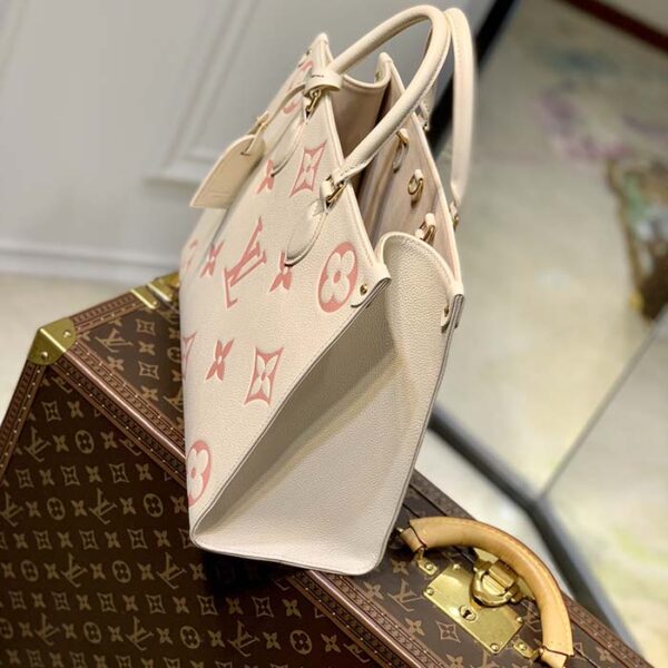 Louis Vuitton Women OnTheGo MM Tote Pink Embossed Supple Grained Cowhide Leather - Image 4