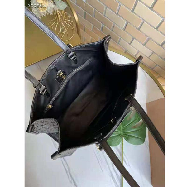 Louis Vuitton Women Onthego MM Tote Bag Black Embossed Grained Cowhide - Image 7